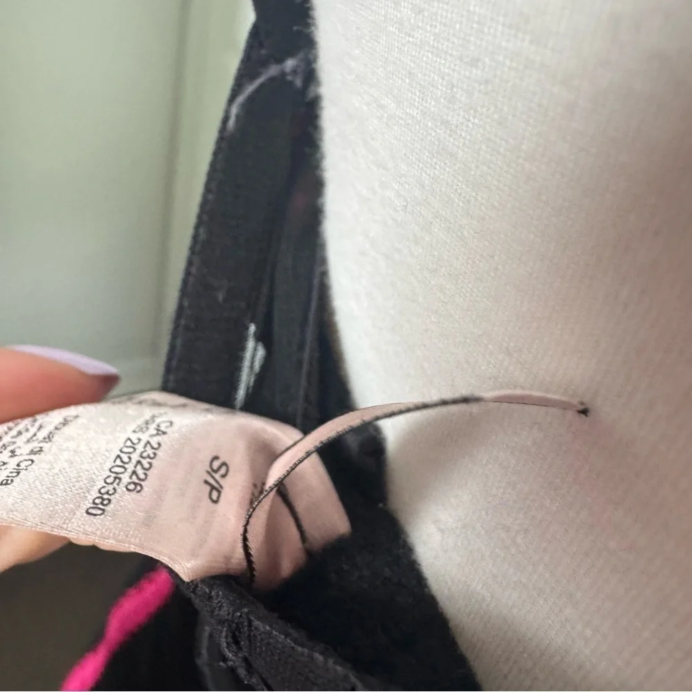 La SENZA y2k Black and Pink Chemise with Lace Trim coquette corset slip dress S - Picture 7 of 7